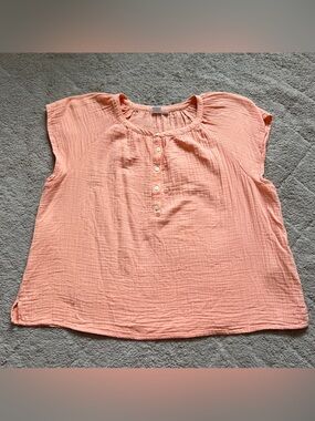 GAP Gauzy Cotton Blouse Cottage Boho Minimalist Preppy Capsule Vacation Sz L